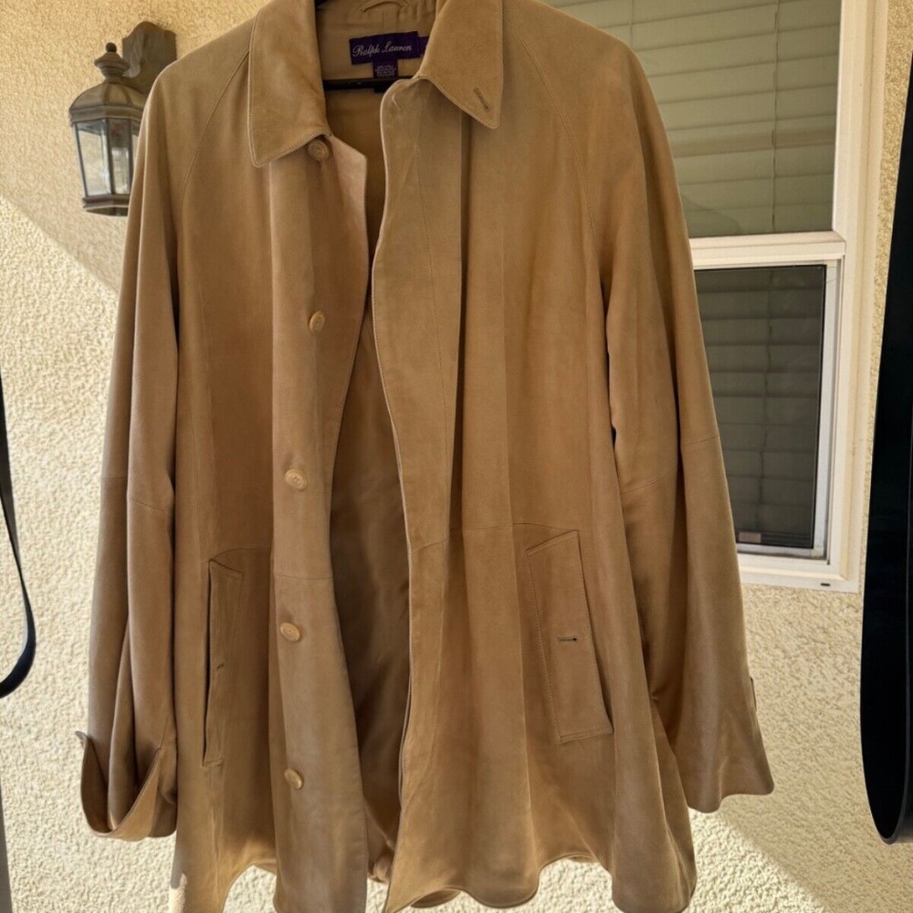 Ralph Lauren Purple Label Goat Suede Overcoat w/ Tags Sz L. Made in Italy